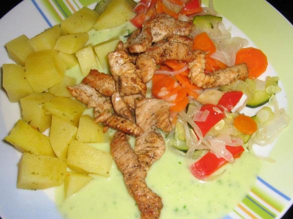 Gemüse mit Putenstreifen