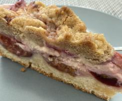Zwetschgenkuchen mit Pudding und Zimtstreusel