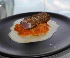 Kabeljau auf Paprika-Kraut mit Rieslingsauce