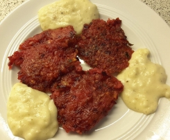 Rote-Bete-Puffer mit Meerettichsauce