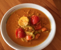 Thai-Curry rot mit Gemüse (und Garnelen)