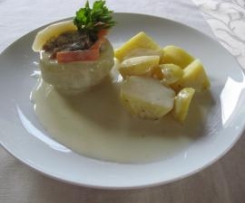 Kohlrabi, mit Gemüse und Hähnchenbrust gefüllt