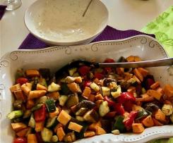 Mediterranes Ofengemüse, ideal vorzubereiten und dann nur noch in den Ofen schieben