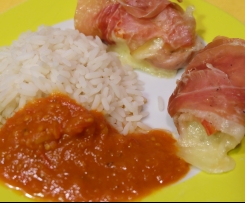 Serranohähnchenbrust mit Reis