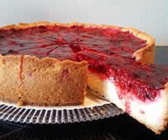 Pudding-Schmand-Kuchen mit Himbeertopping