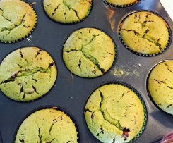 Matcha-Muffins mit Schokoladenstückchen Fructose-, Lactose-, und Glutenfrei
