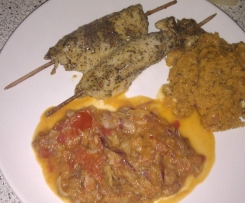 Provenzalische Artischocken mit Hähnchenspießen