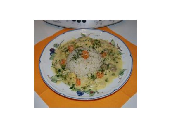 All-In-Menue Hühnerfrikassee mit Ananas und Curry, schnell und lecker