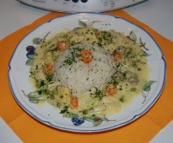 All-In-Menue Hühnerfrikassee mit Ananas und Curry, schnell und lecker