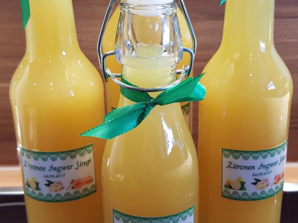 Ingwer Zitronen Honig Sirup (mit Erhalt von Vitaminen), gut bei Erkältung oder zur Vorbeugung!