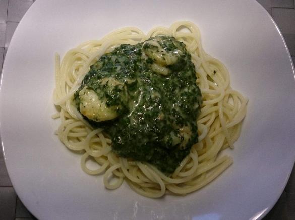 Spinat-Garnelen-Pasta