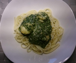 Spinat-Garnelen-Pasta