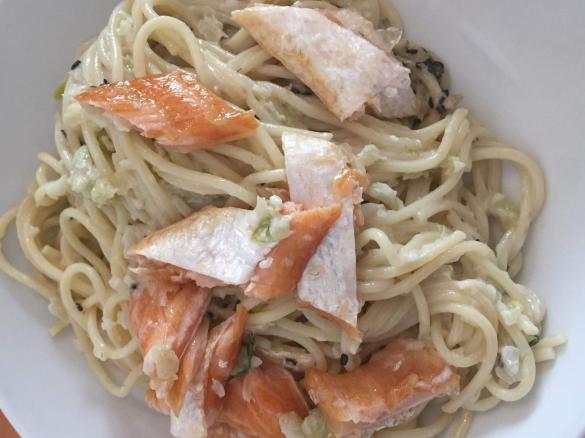 Spaghetti in Fenchel-Sahne-Soße mit Stremellachs (HelloFresh Box)