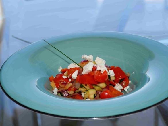 Lauwarmer  Zucchini-Paprika-Salat