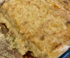 Überbackene Spargelpfannkuchen mit Bärlauchcreme