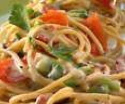 Vollkornspaghetti mit Speck-Käse-Sauce (WW Rezept)