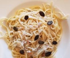 Gerrys Alpenländische Spaghetti GORGONZOLA mit gerösteten und gesalzenen Kürbiskernen