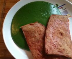 Cremespinat (hier mit gebratenem Leberkäse)