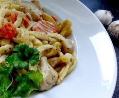 Grillüberschuß - Hähnchenbrust mit Spätzle, Kaisergemüse und leichter Sauce