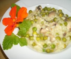 Erbsen- Champignon- Risotto mit Zitronenmelisse