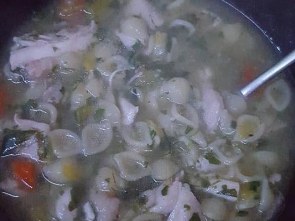 Hühnersuppe mit Gemüse und Suppennudeln