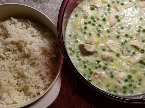 Putenfrikassee mit Lauch und Erbsen (All-in-one), WW